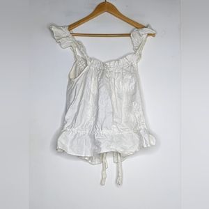 Innika Choo embroidered linen tie top